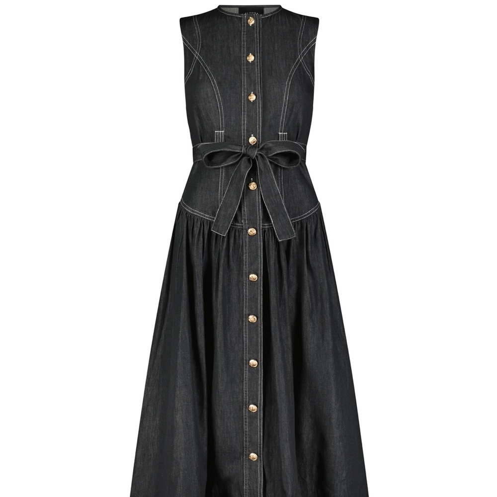 Addison Sleeveless
 Black denim Button-Down Maxi Dress